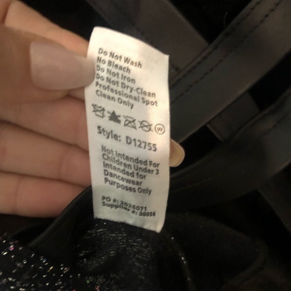 Weismann Black Sparkle Overskirt Leotard Bodysuit with Open Back - Adult Large - Picture 13 of 14